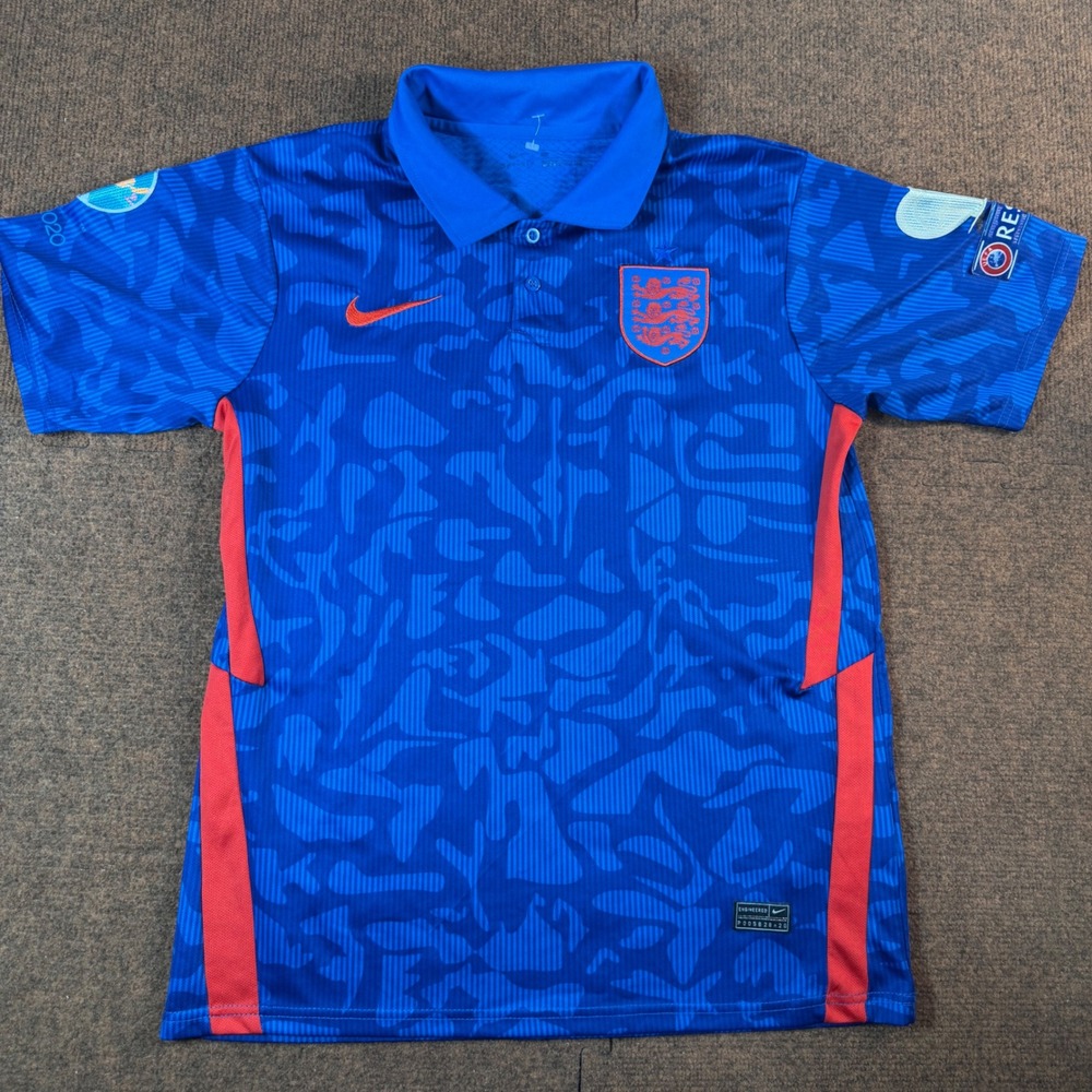 Nike England Soccer Jersey Men Blue Camo Veracruz 19 Euro 2020 Polo Shirt Medium